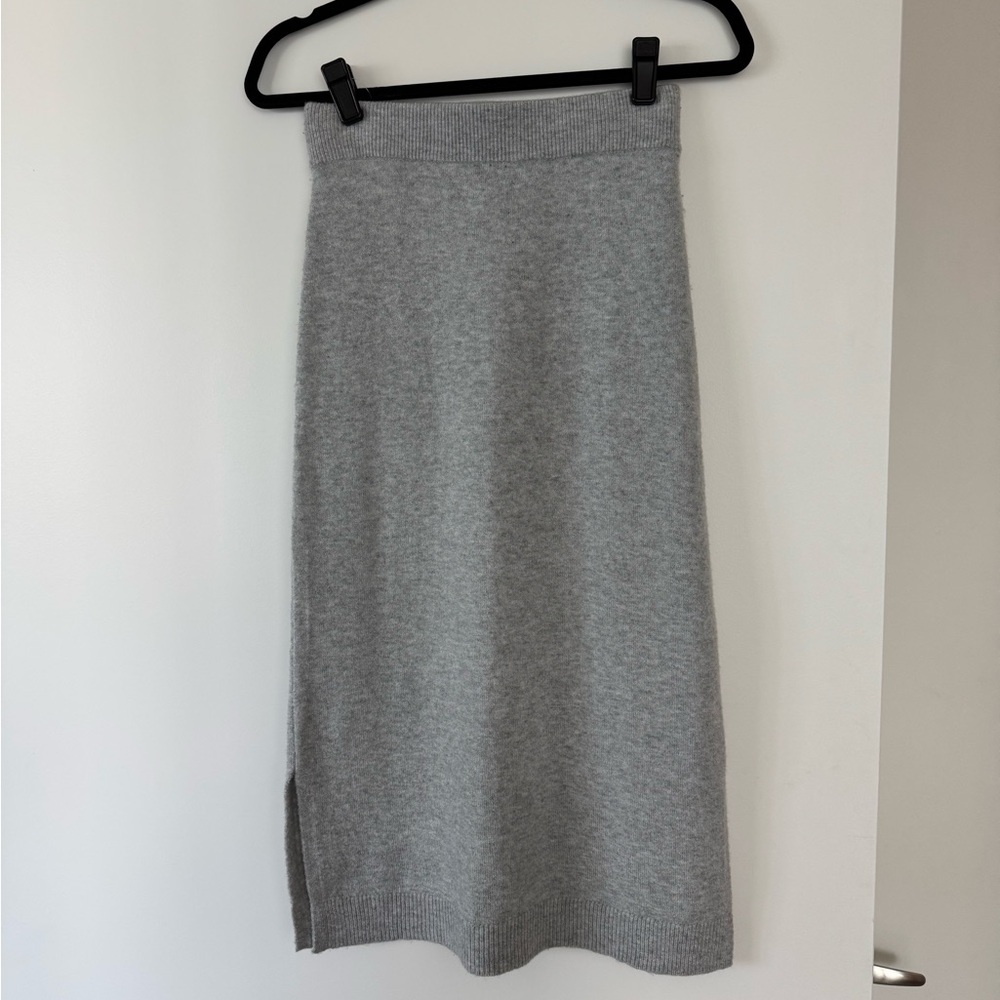 Halogen Light Gray Wool Maxi Skirt